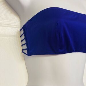 Victoria's Secret UnlinedBandeau Bra Underwired Strapless Caged Back Sz 34C Blue